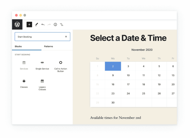 WordPress Booking Gutenberg Block